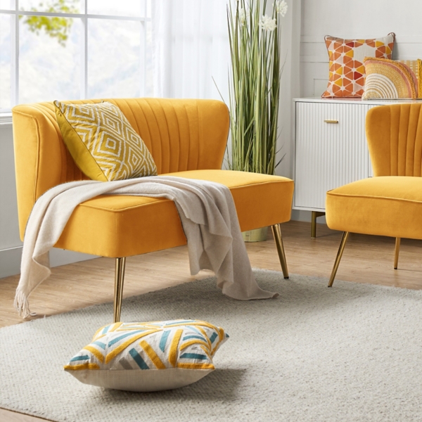 Mustard Velvet Monica Loveseat