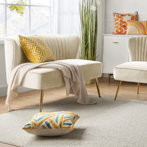 Tan Velvet Monica Loveseat