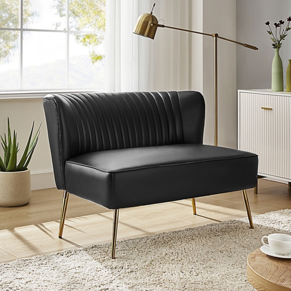 Black Faux Leather Monica Loveseat