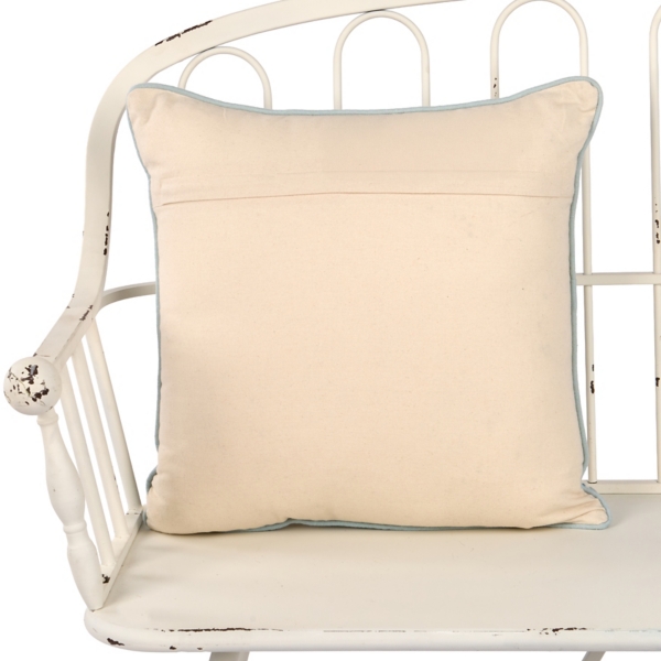 Blue Beaded Floral Outdoor Pillow