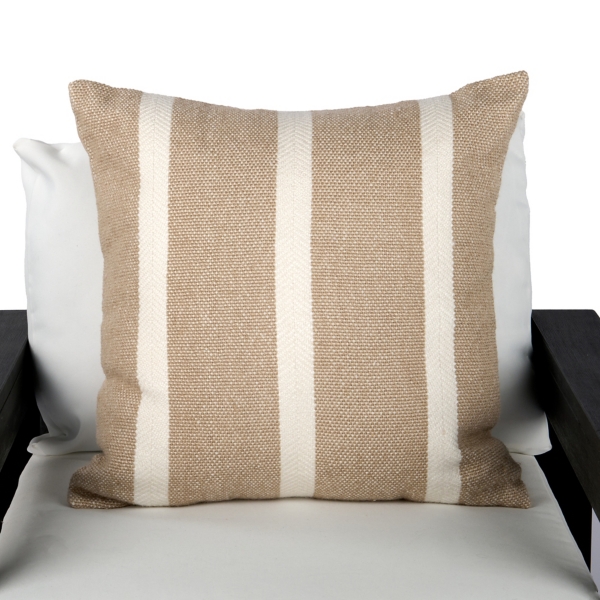 Taupe Wide Stripe Outdoor Pillow