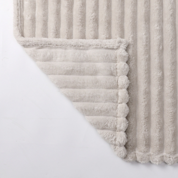 Beige Blaise Faux Fur Ribbed Throw