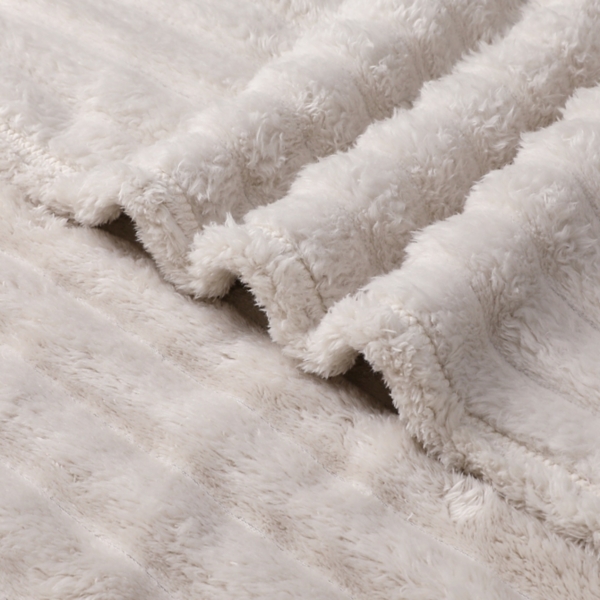 Beige Blaise Faux Fur Ribbed Throw
