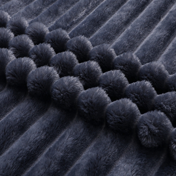 Blue Blaise Faux Fur Ribbed Throw