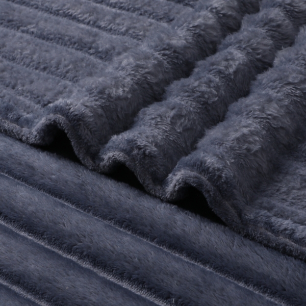 Blue Blaise Faux Fur Ribbed Throw