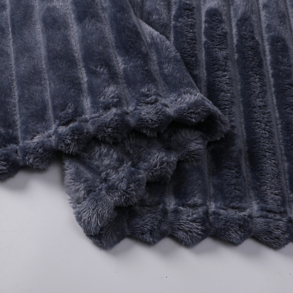 Blue Blaise Faux Fur Ribbed Throw