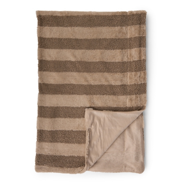 Beige Vanya Boucle Faux Fur Stripe Throw