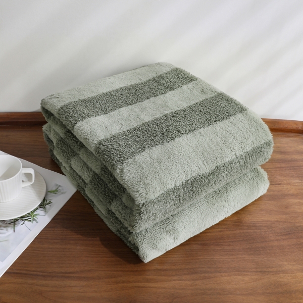Sage Vanya Boucle Faux Fur Stripe Throw
