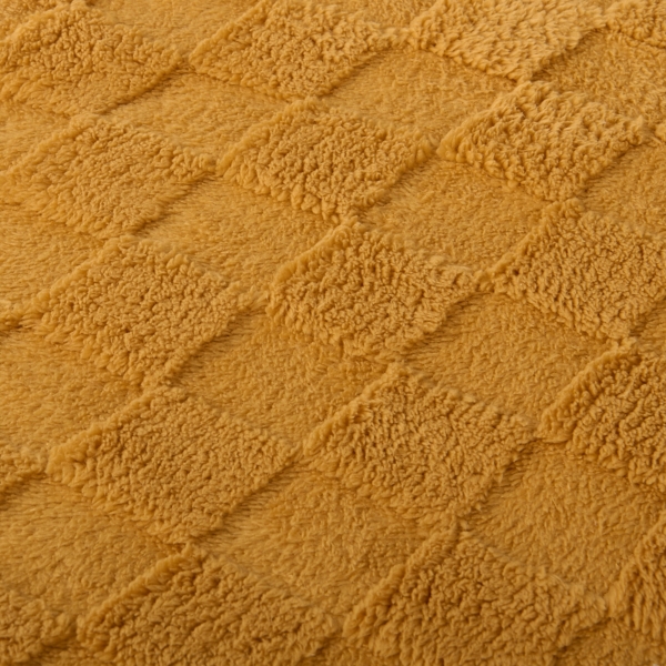 Gold Zane Faux Fur Checkered Throw