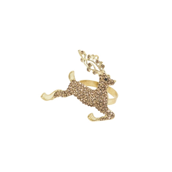 Gold Beaded Reindeer Napkin Rings, Set of 4