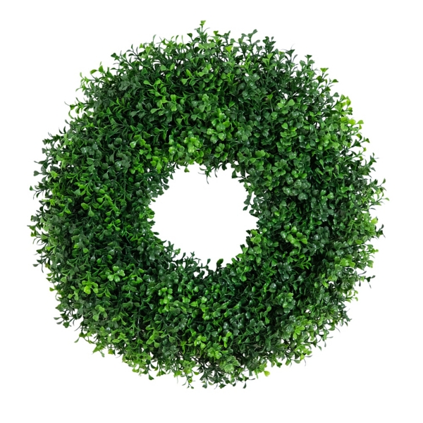 Pre-Lit Artificial Boxwood Wreath