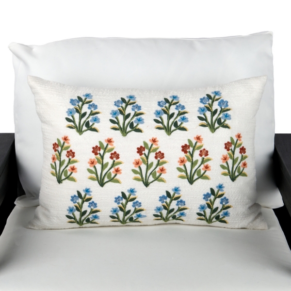 Textured Floral Outdoor Lumbar Pillow