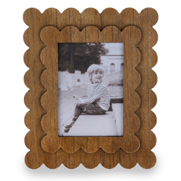 Brown Scalloped Wood Picture Frame