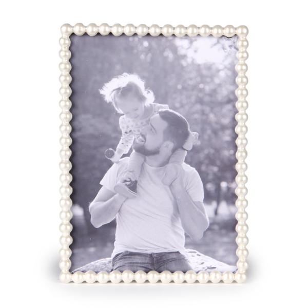 White Pearl Beaded Picture Frame