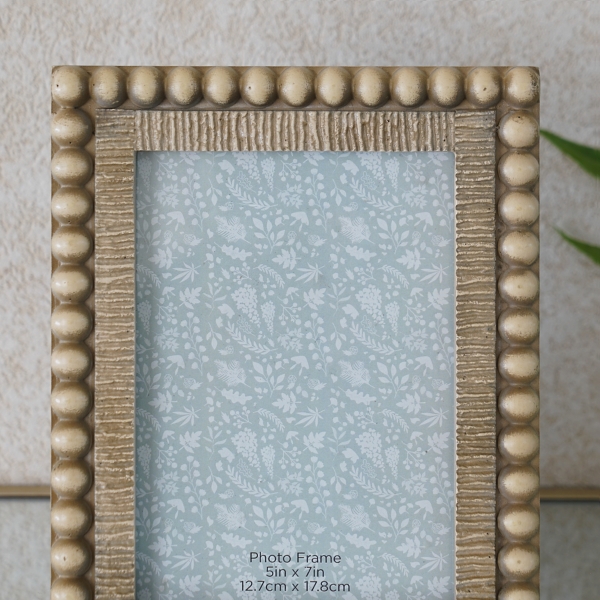 Natural Wood Beaded Picture Frame, 5x7