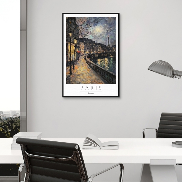 Paris Street Scene Framed Canvas Art Print