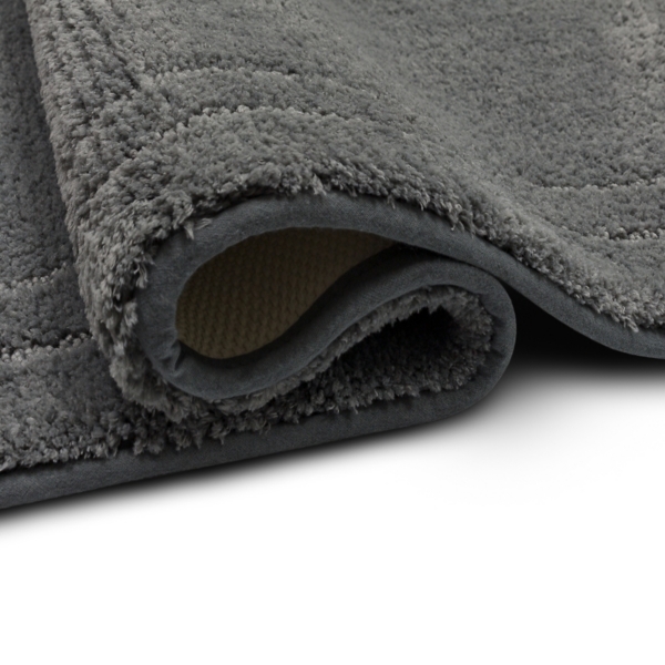 Diplomat Pewter Bordered Bath Rug, 40x24