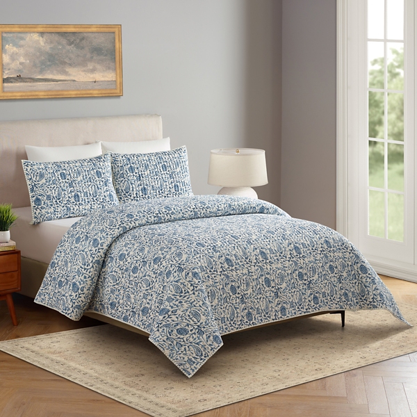 Blue Eden Paisley 3-pc. King Quilt Set