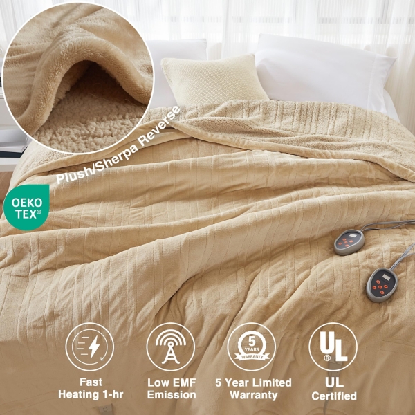 Beautyrest Tan Berber Heated King Blanket