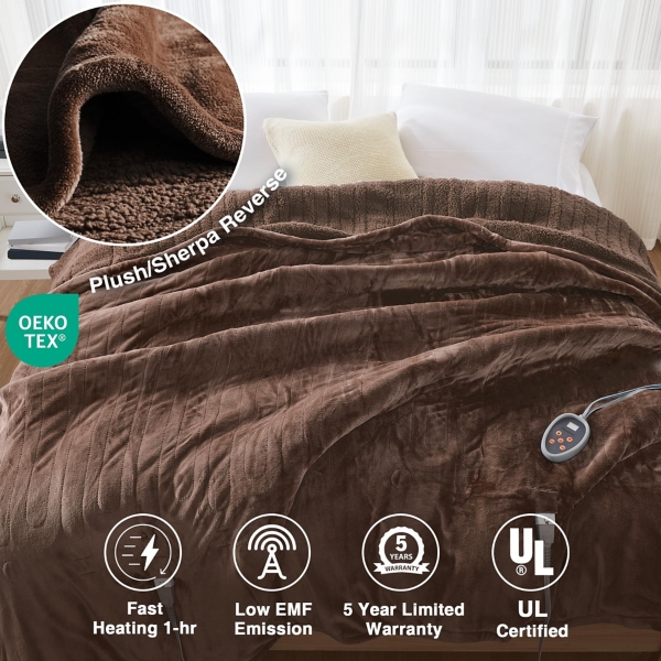 Beautyrest Brown Berber Heated Full Blanket