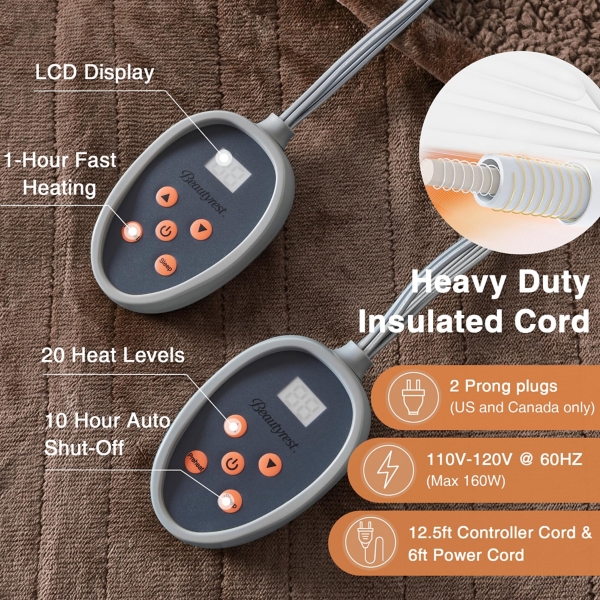 Beautyrest Brown Berber Heated King Blanket