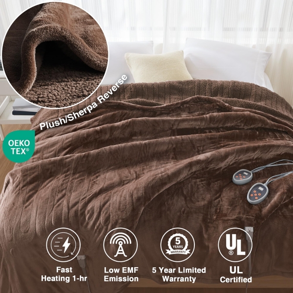 Beautyrest Brown Berber Heated King Blanket