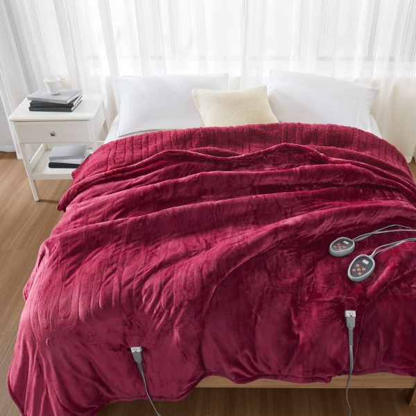 Beautyrest Burgundy Berber Heated Queen Blanket