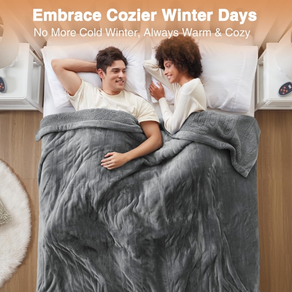 Beautyrest Gray Berber Heated King Blanket