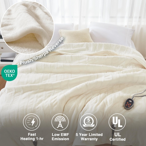 Beautyrest Ivory Berber Heated Twin Blanket