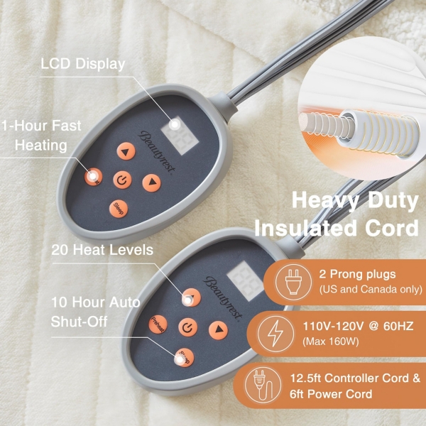 Beautyrest Ivory Berber Heated King Blanket