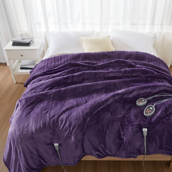 Beautyrest Purple Berber Heated King Blanket