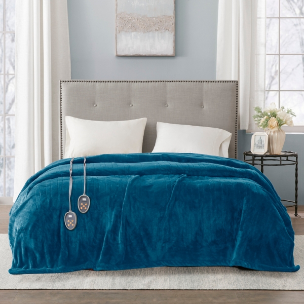 Beautyrest Blue Plush Heated Full Blanket