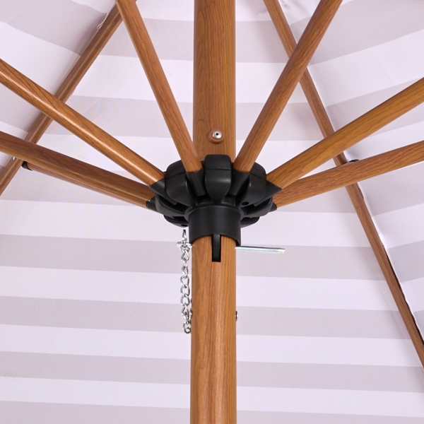 Taupe and White Striped Outdoor Umbrella