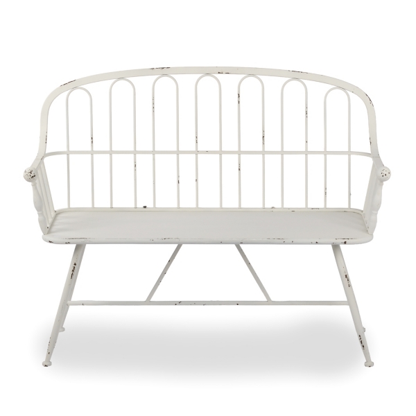 White Arched Metal Outdoor Bench