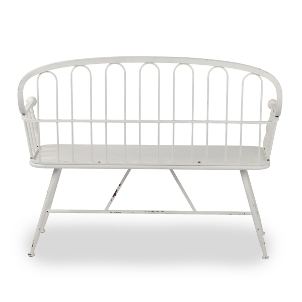 White Arched Metal Outdoor Bench