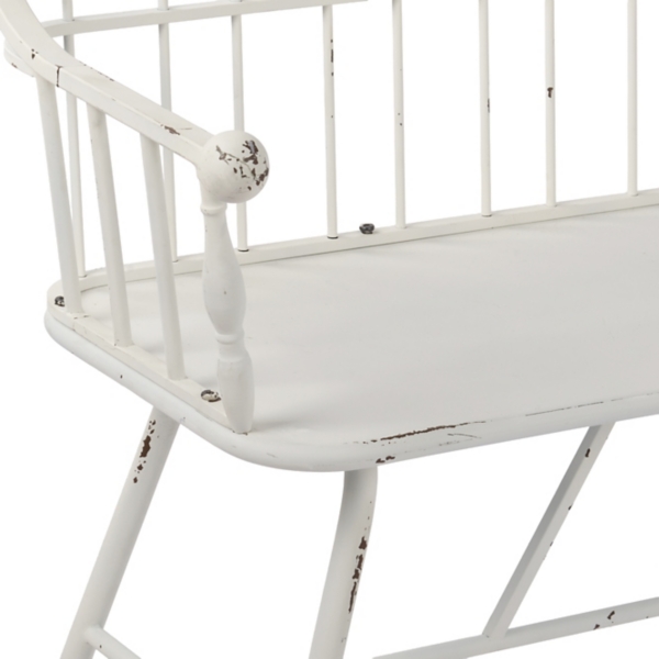 White Arched Metal Outdoor Bench