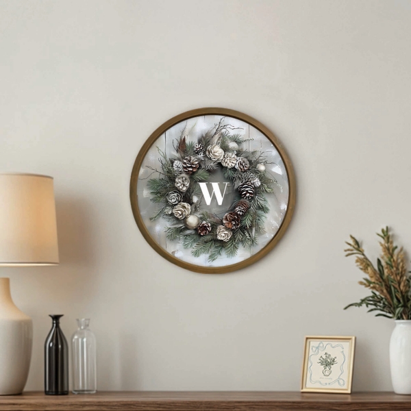 Personalized Winter Wreath Framed Art Print