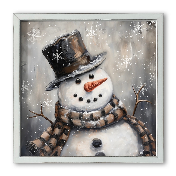 Cheerful Snowman Framed Art Print