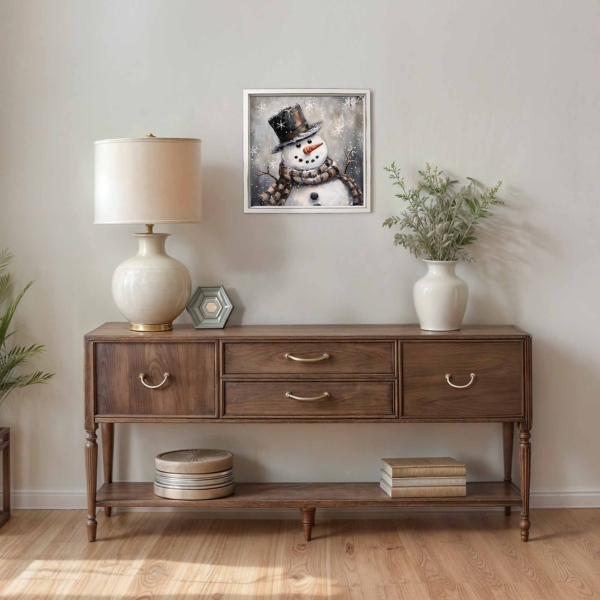 Cheerful Snowman Framed Art Print