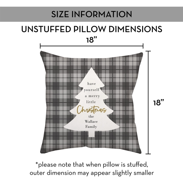 Personalized Merry Little Christmas Plaid Pillow