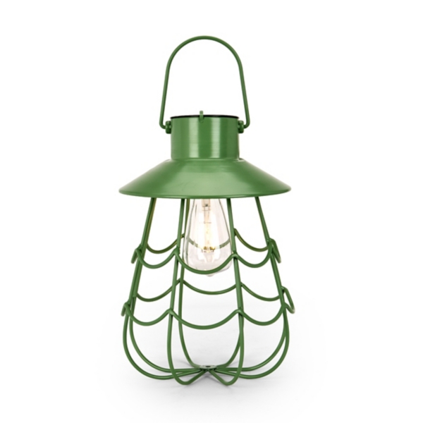 Basil Green Metal Cage Solar Lantern | Kirklands Home