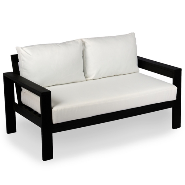 Wood Amalfi Outdoor Settee, Black/White, 54W x 30.3D 27.5H | Kirkland's Home