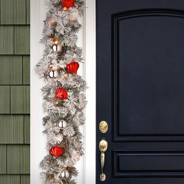 Pre-Lit Snowy Bristle Pine Christmas Garland