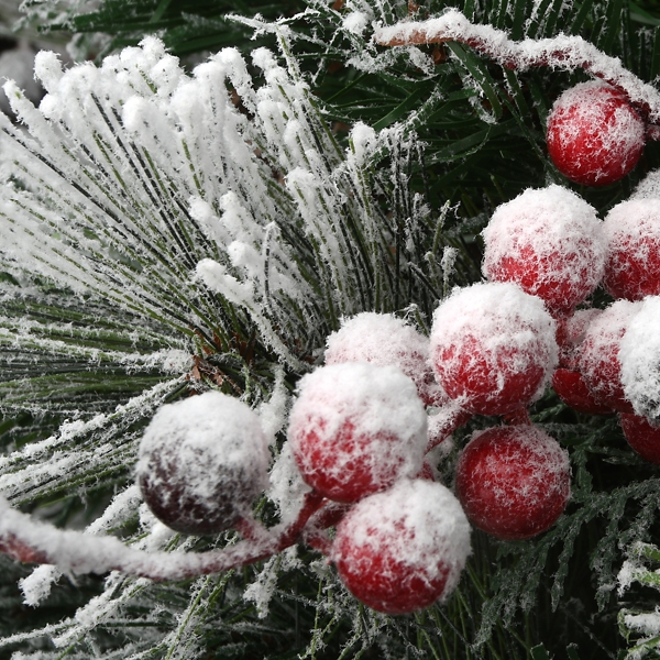 Pre-Lit Snowy Bedford Pine Urn Filler, 22 in.