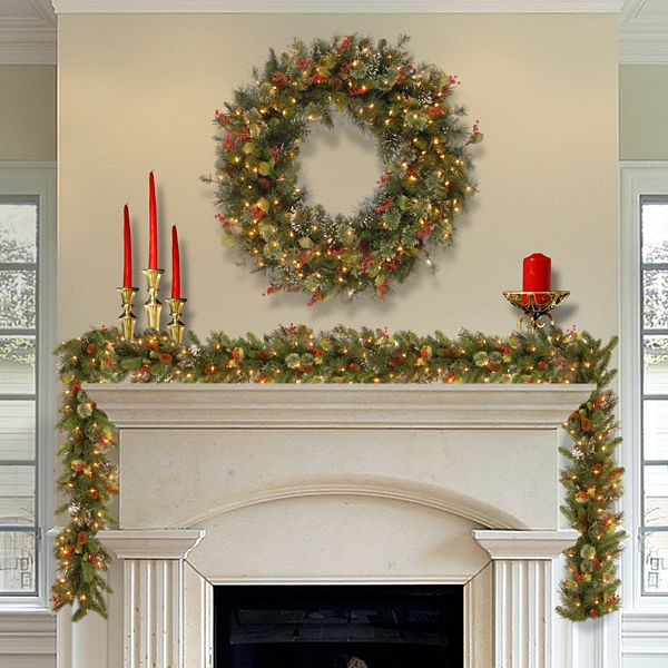 Pre-Lit Wintry Pine Christmas Wreath, 48 in.