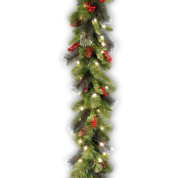 Pre-Lit Crestwood Spruce Silver Bristle Garland