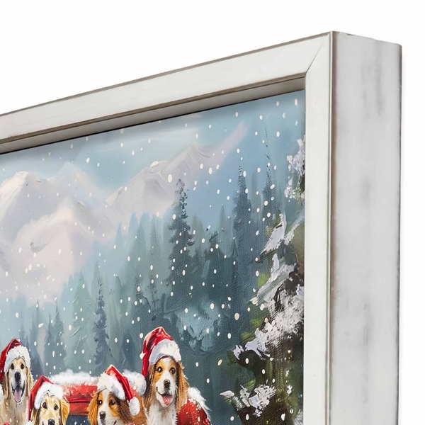 Christmas Puppy Truck Framed Art Print