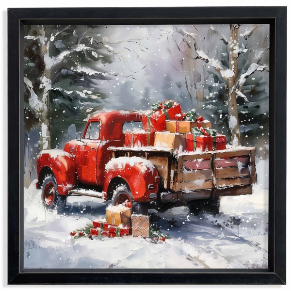 Santa's Winter Truck Framed Art Print