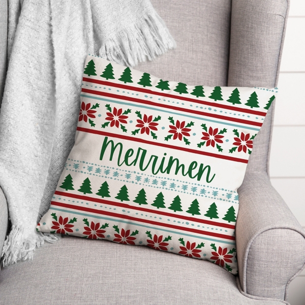Personalized Christmas Sweater Print Pillow