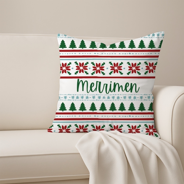 Personalized Christmas Sweater Print Pillow